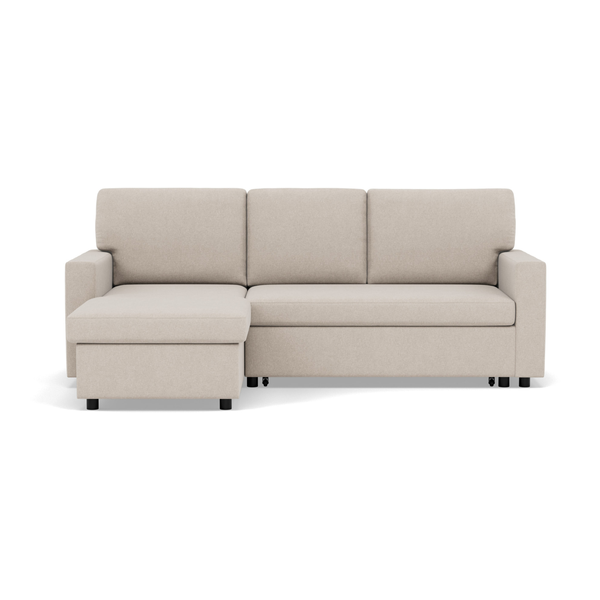 Meiya - canapé d'angle réversible 4 places convertible avec coffre en tissu - Beige
