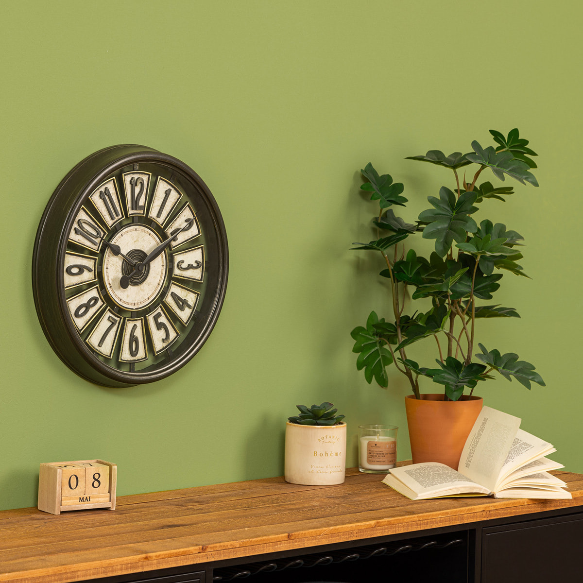 Horloge Davy marron D39cm