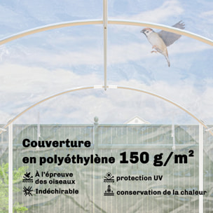 Serre tunnel de jardin 18 m² - 2 grandes portes enroulables - acier galvanisé bâche transparente