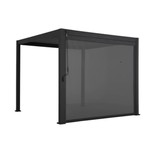 Pergola avec store bioclimatique aluminium et textilène Triomphe anthracite 3x3 m lames orientables