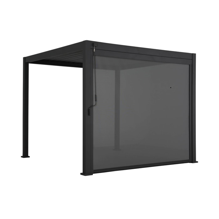 Pergola avec store bioclimatique aluminium et textilène Triomphe anthracite 3x3 m lames orientables