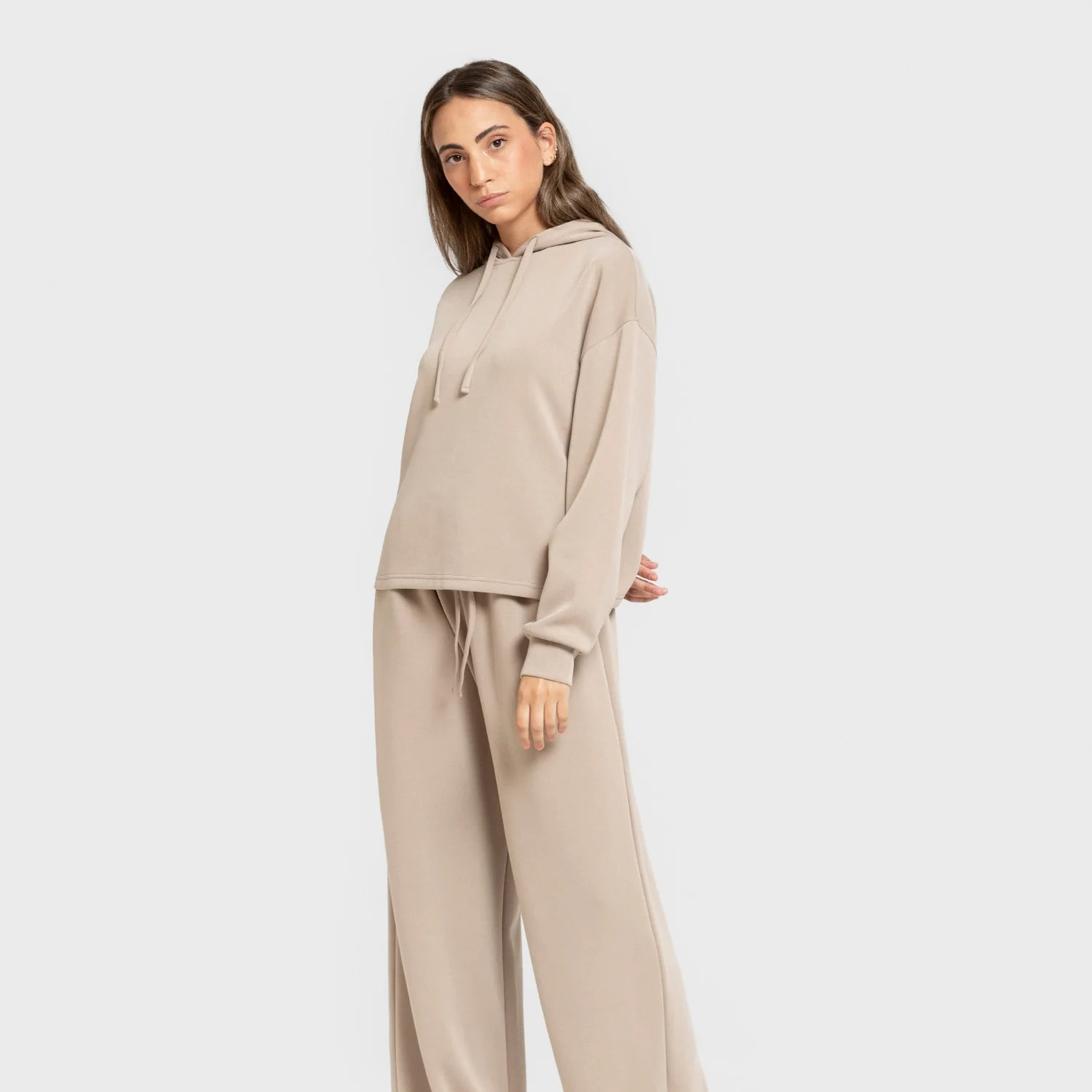 Felpa con cappuccio in stile modal da donna beige