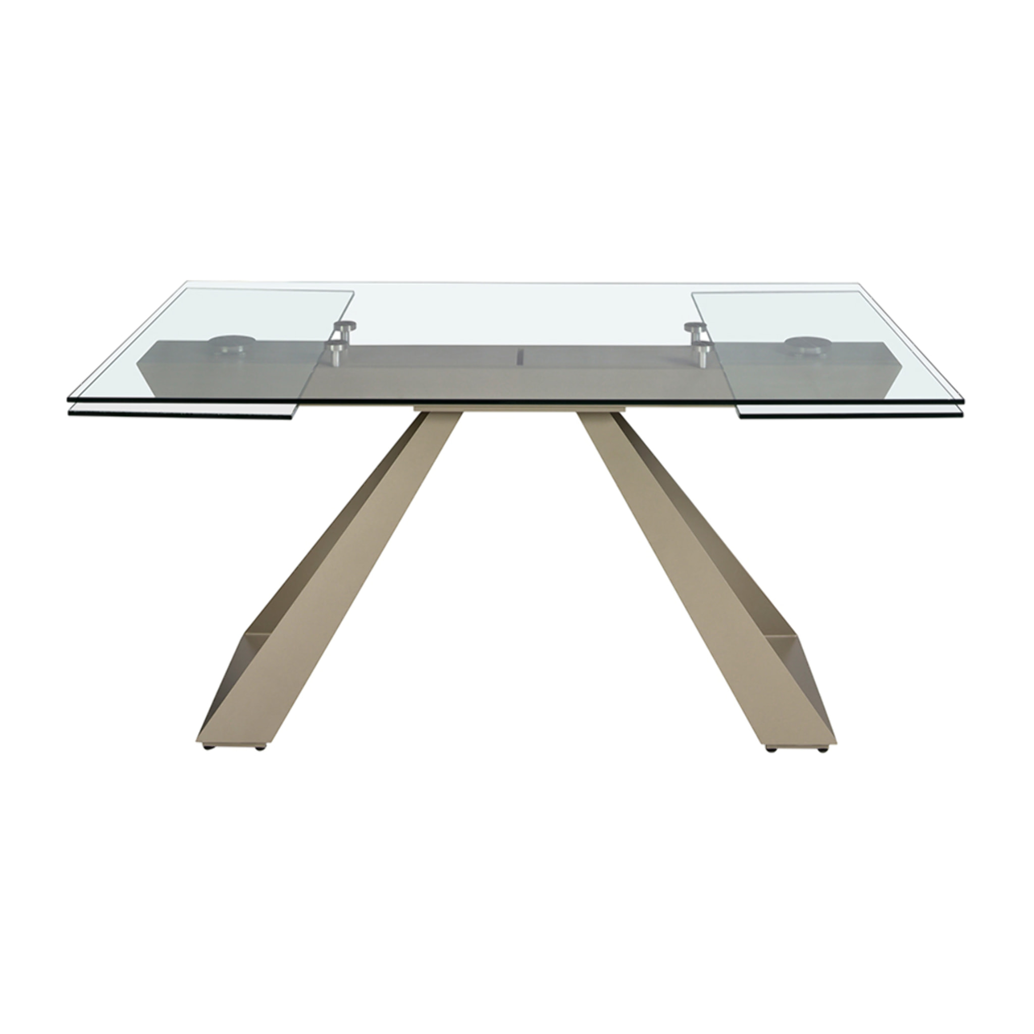 Mesa comedor extensible rectangular con tapa de cristal templado 160x100x76cm