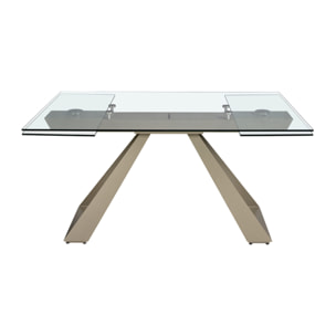 Mesa comedor extensible rectangular con tapa de cristal templado 160x100x76cm