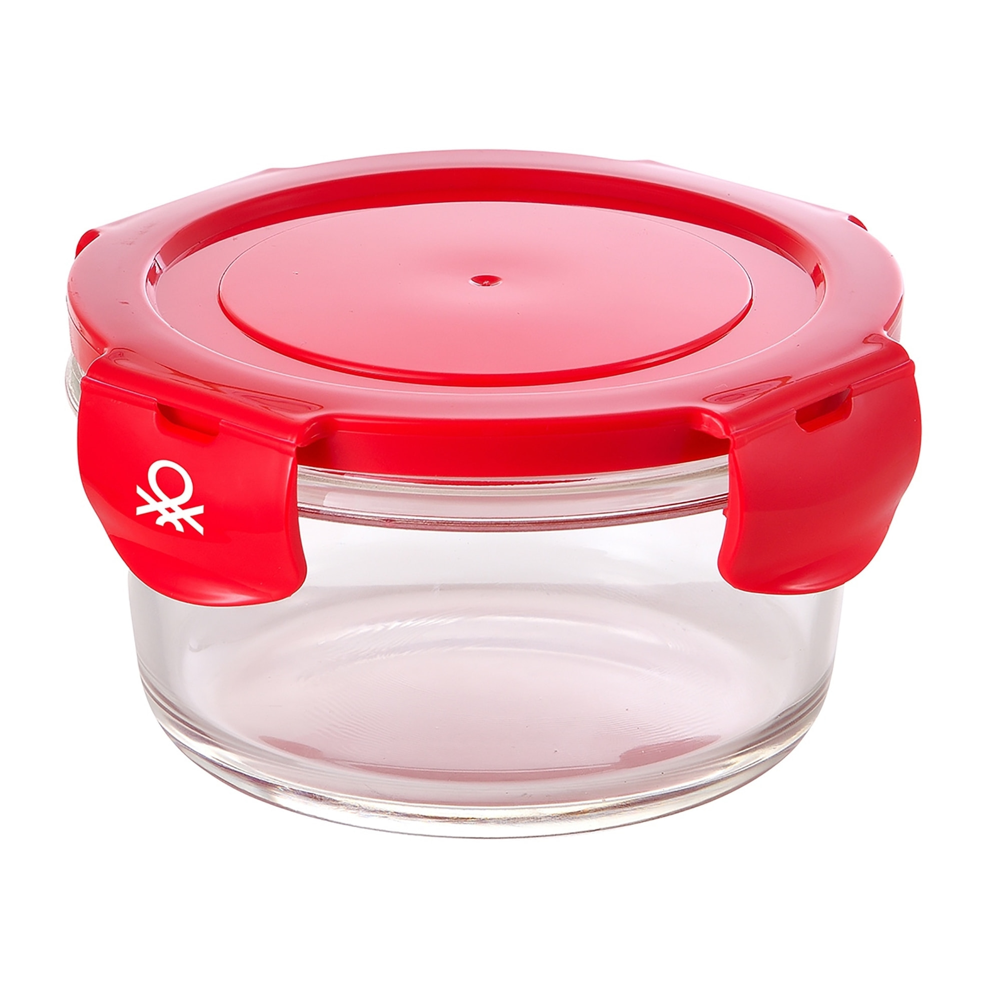 Hermético redondo 410ml borosilicato tapa rojo rainbow benetton