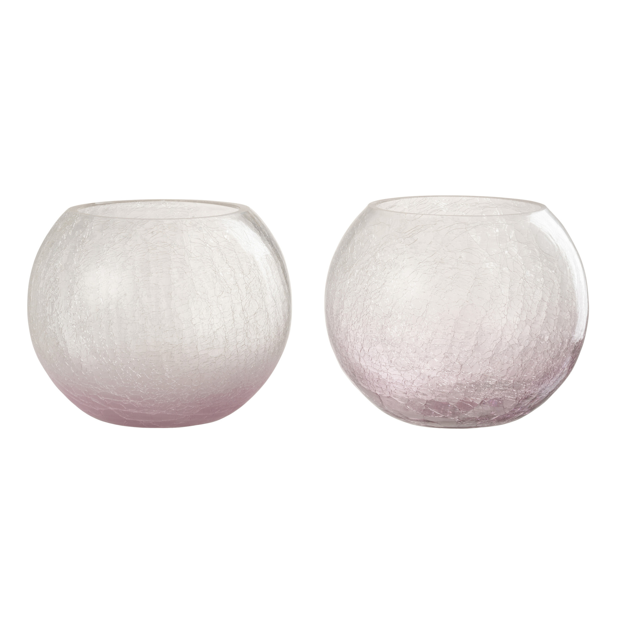 J-Line bougeoir Boule Craquele - verre - mauve - large - 2 pcs