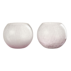 J-Line bougeoir Boule Craquele - verre - mauve - large - 2 pcs