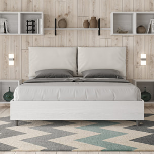 Letto con rete 160x200 cuscinatura similpelle bianco Egos Antea