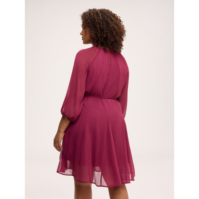 Fiorella Rubino - Vestito corto svasato in georgette - Bordeaux