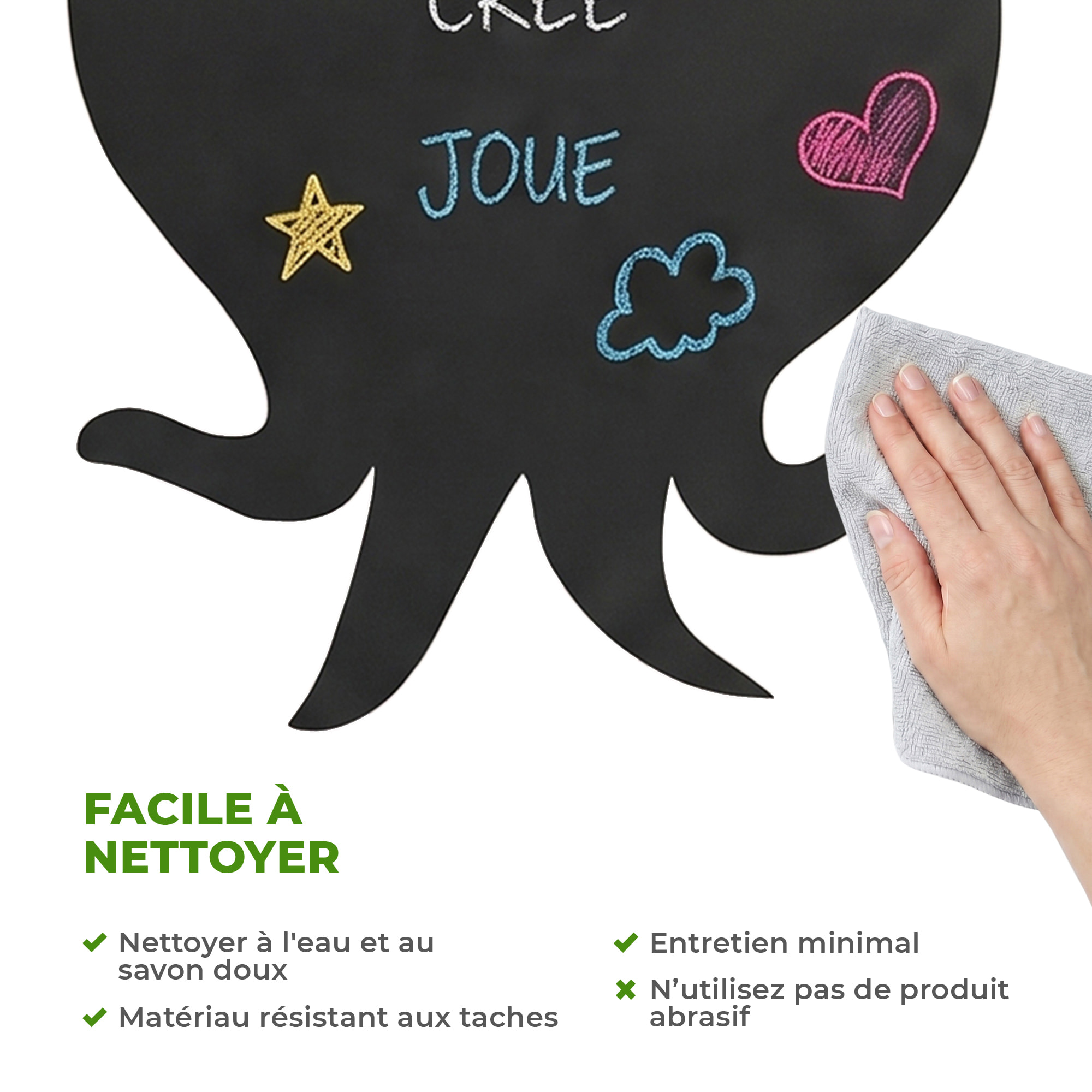 Sticker ardoise tableau noir - stickers muraux adhésif effaçable - SILHOUETTE PIEUVRE