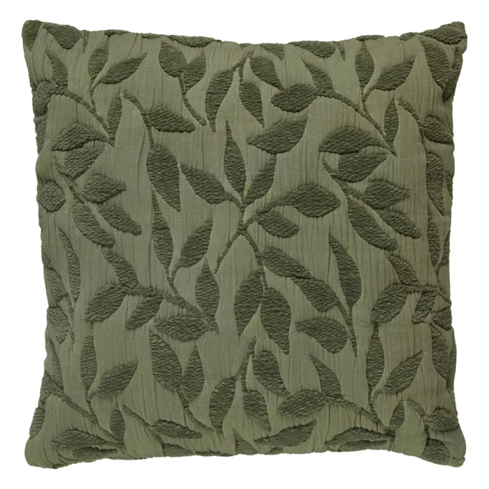 Coussin motif jacquard "Lehto" coton vert clair 50x50cm