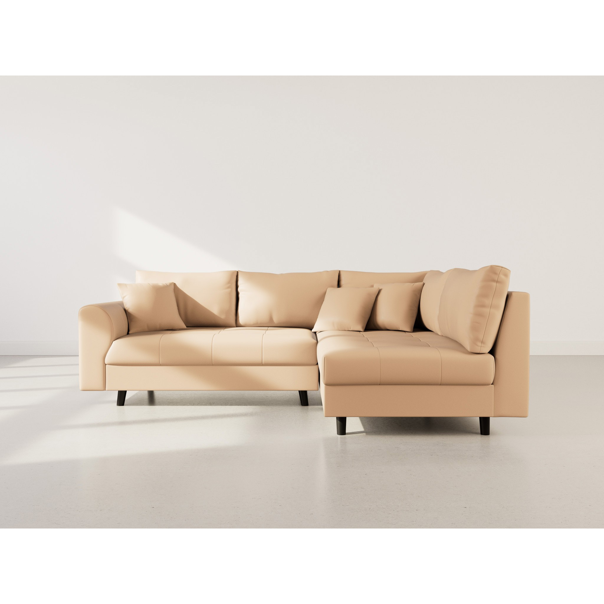 Rune - canapé d'angle droit 4 places en simili - Taupe