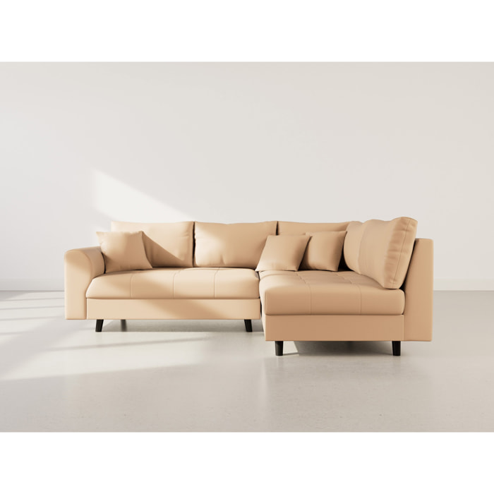 Rune - canapé d'angle droit 4 places en simili - Taupe