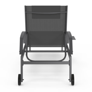 Transats inclinables Bornéo 5 positions avec tablette - lot de 2