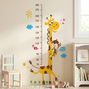 Stickers Muraux décoration adhésifs toise singe et girafe