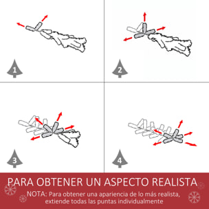 HOMCOM árbol de Navidad Nevado Artificial 150 cm con 521 Ramas PVC y PE Base Plegable y Soporte de Metal Decoración Navideña para Interiores Ø90x150 cm Verde y Blanco