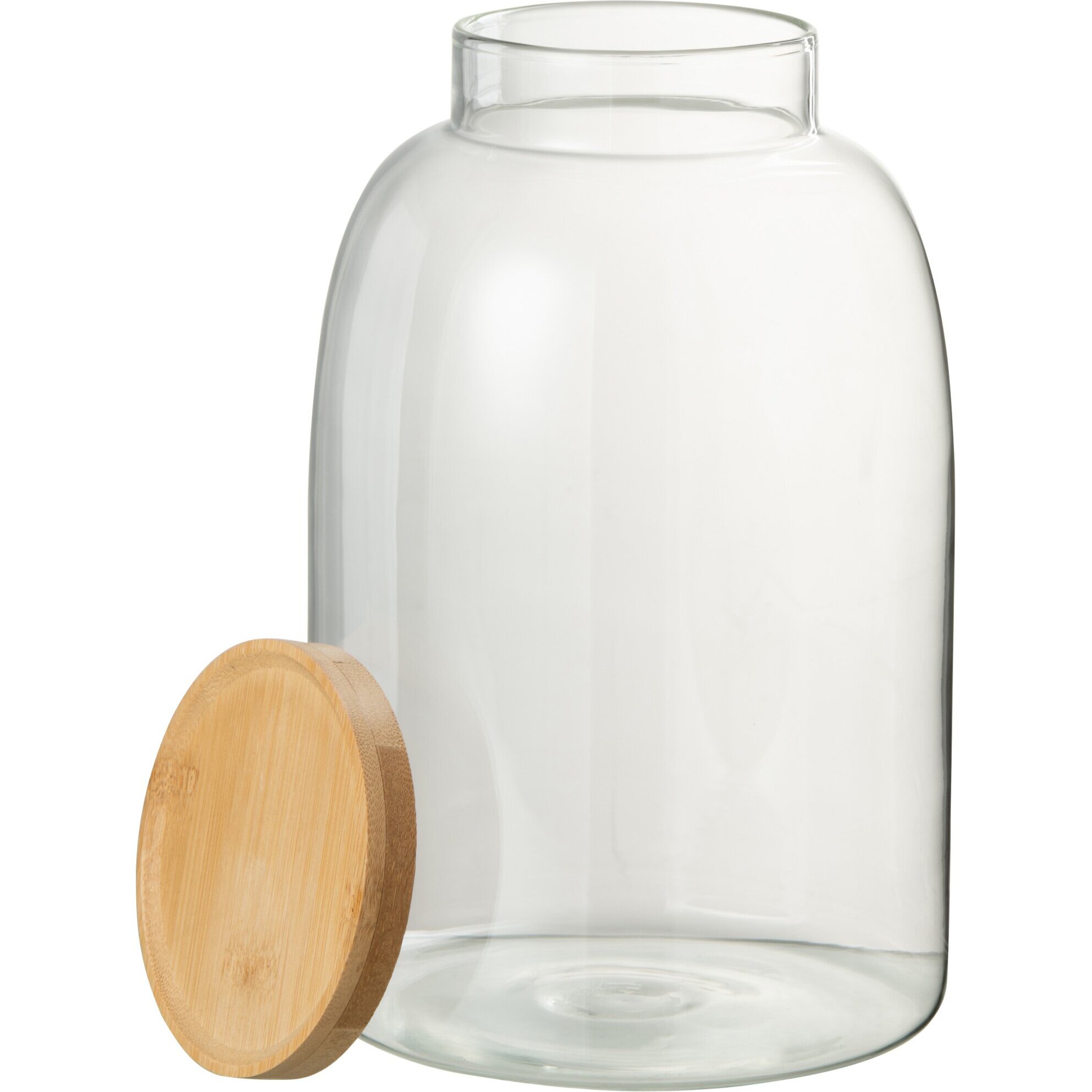J-Line pot de conservaton Tom - verre/bambou - transparent/naturel - large