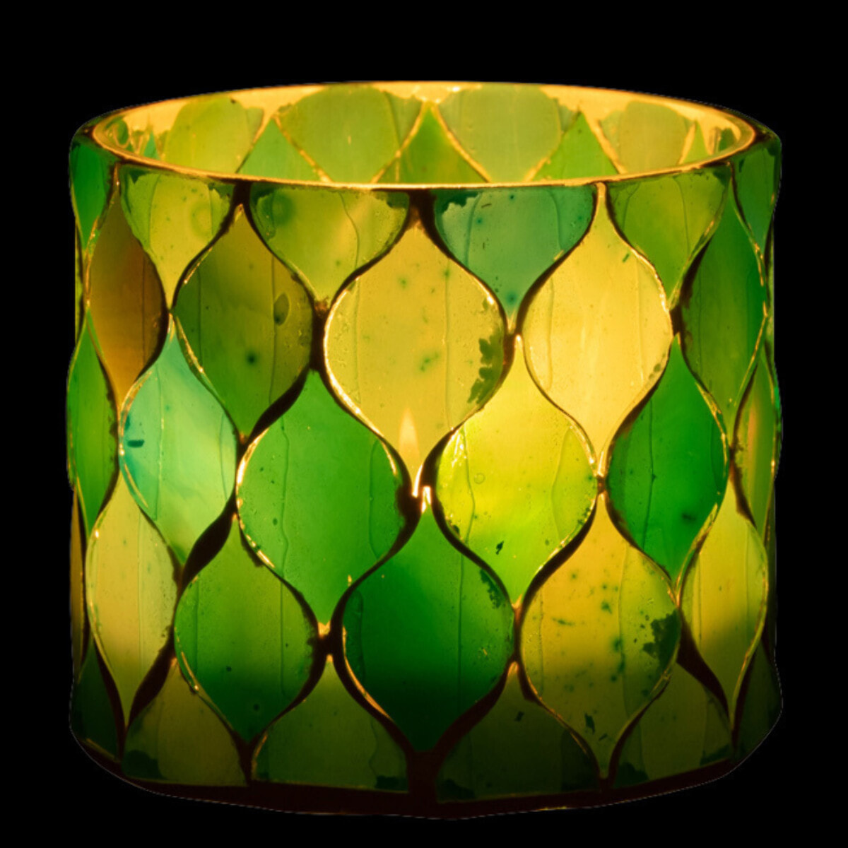 J-Line photophore Mosaic Losange - verre - bleu/vert - small - 2 pcs