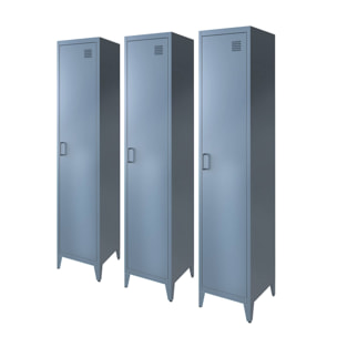 Armoire chambre en acier bleu pétrole. 4 espaces de rangement. casier. L 180 x l 38 x H 38cm