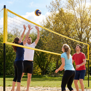 Ensemble volley-ball badminton hauteur filet réglable ballon 4 raquettes 4 volants lignes sac