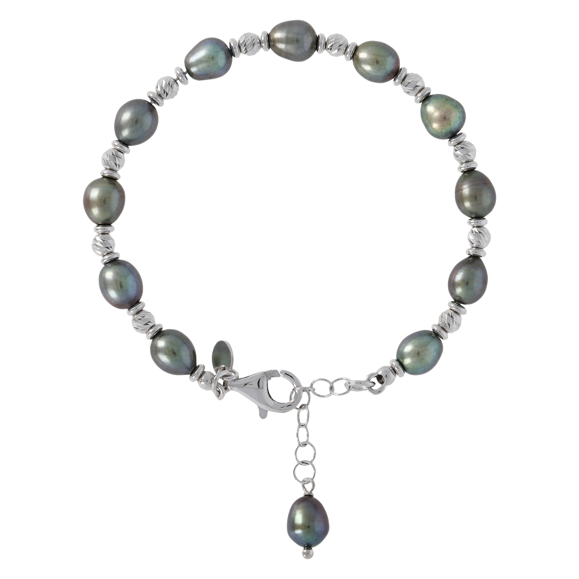 Bracciale con Sfere e Perle d'Acqua Dolce Grigie Ø 6/7x8 mm