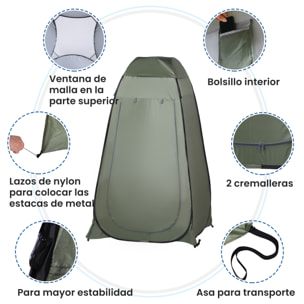Tienda de Ducha Pop-Up Tienda de Privacidad Portátil Tienda Instantánea con Bolsa de Transporte para Baño Vestuario Cambiador 120x120x190 cm Verde
