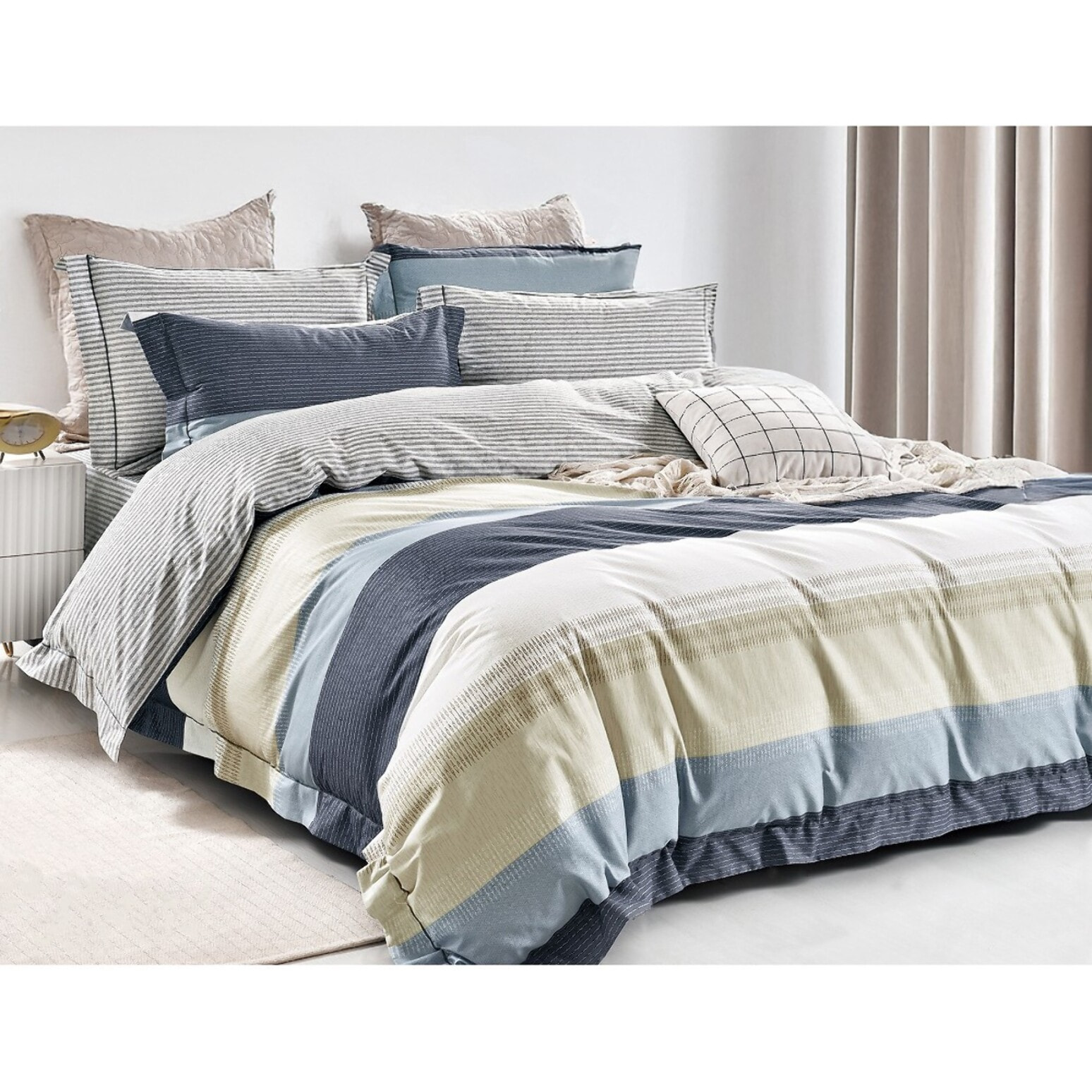 Parure housse de couette avec taie à volant 100% coton - Layera