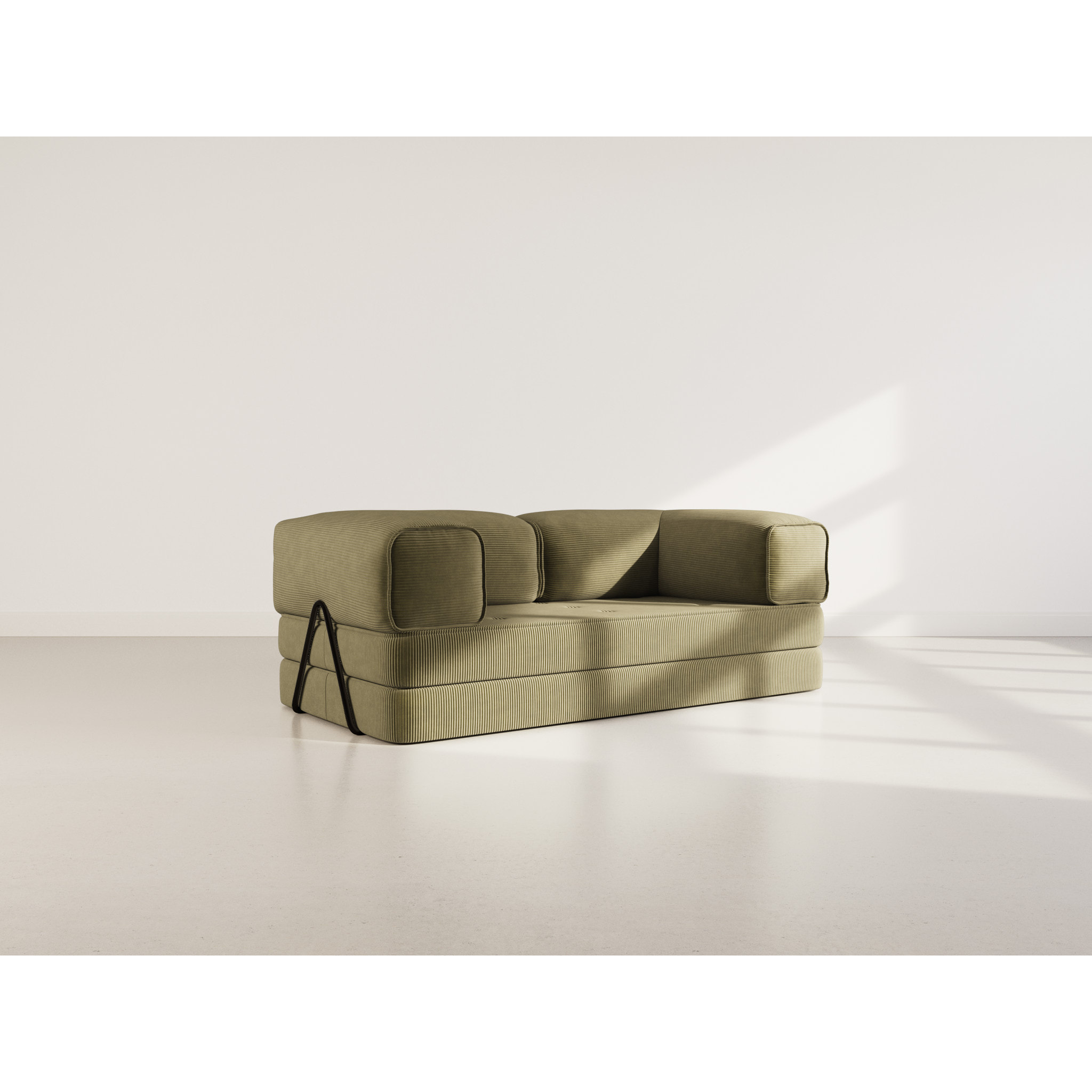 Poppy - canapé 3 places convertible en velours côtelé - Vert