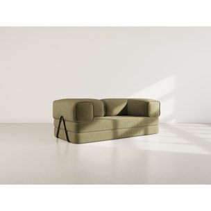 Poppy - canapé 3 places convertible en velours côtelé - Vert