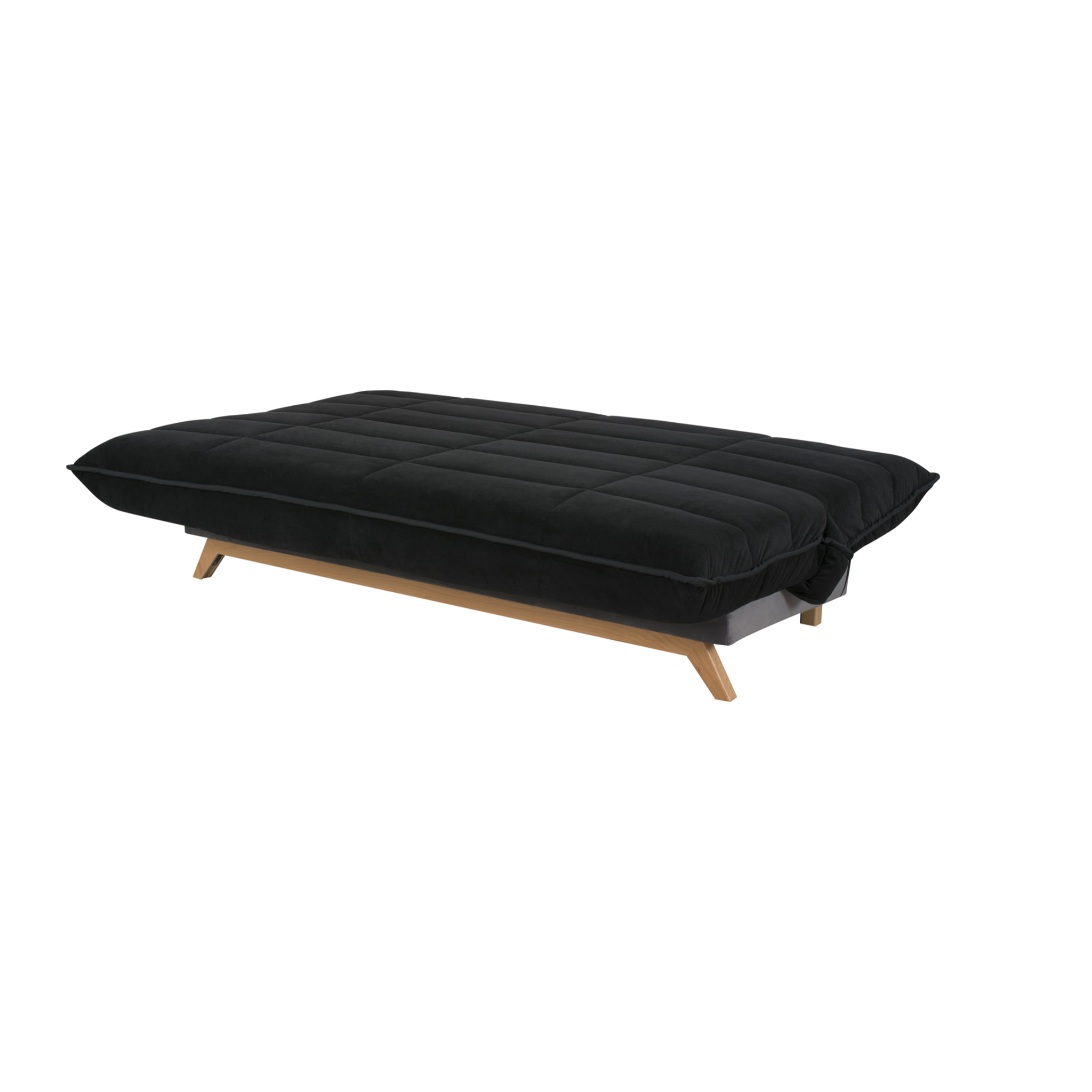 Banquette CC SEATTLE 120x190, matelas Dunlopillo, coton noir