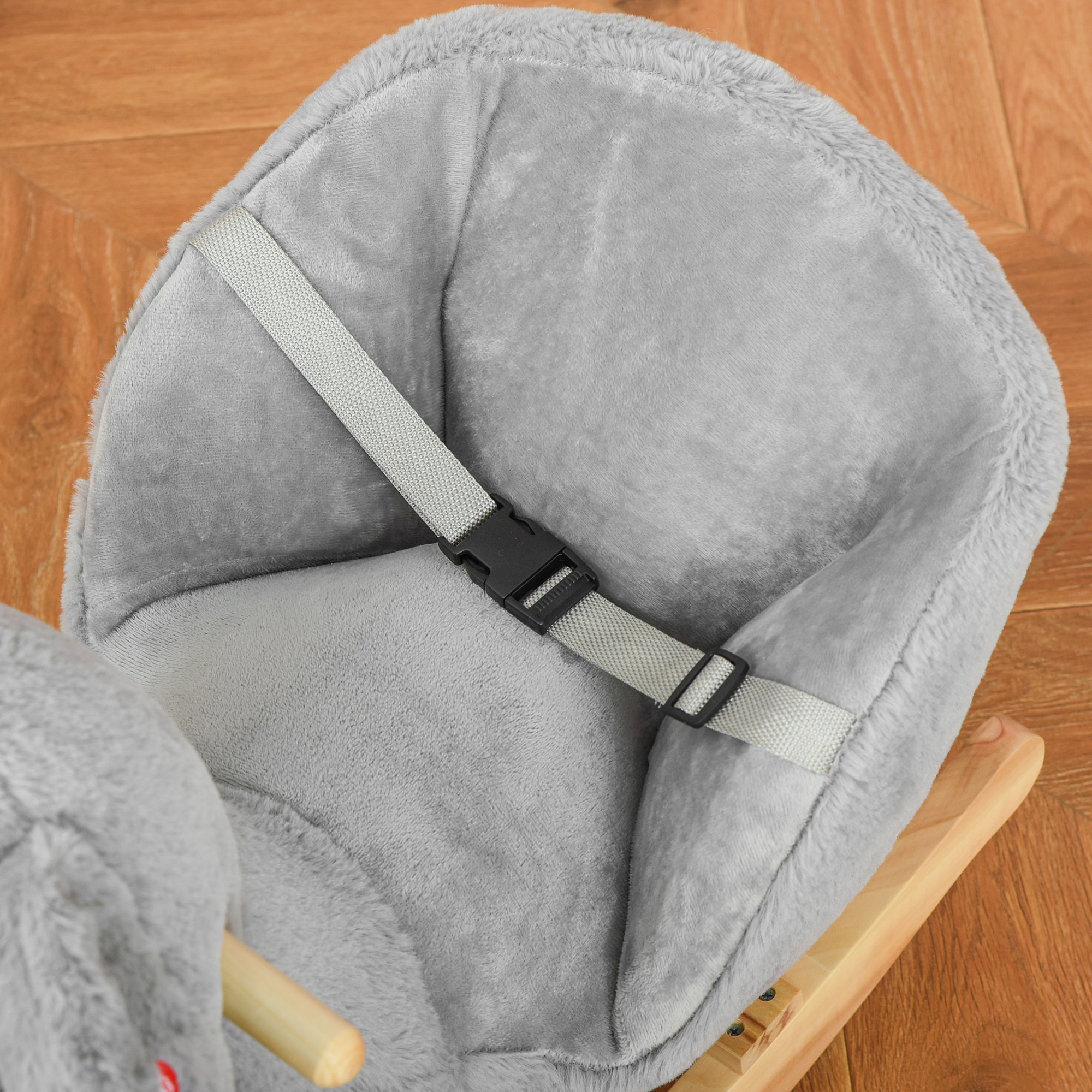 Caballito Balancín Infantil en Forma de Koala con Títere para Bebés 18-36 Meses con Sonido Cinturón de Seguridad y Reposapiés 60x33x50 cm Gris