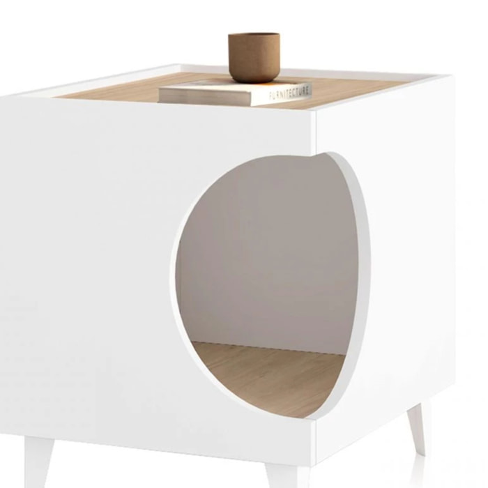 Mesita de noche Homely Pets Blanco - Roble