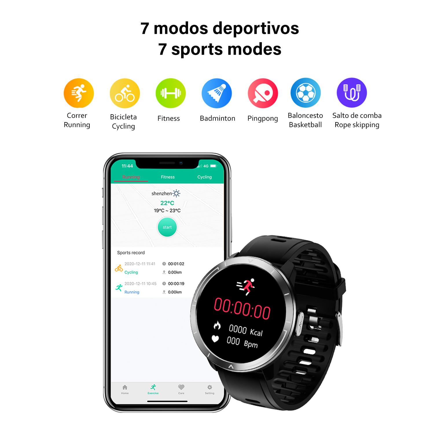 Smartwatch M18 Plus. Bracciale in pelle e silicone. Con termometro corporeo, frequenza respiratoria, pressione sanguigna e O2. Modalità multisport.