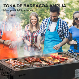 Barbacoa de Carbón con 2 Parrillas de Acero Inoxidable Barbacoa Portátil con 2 Especieros para Acampar Picnic Camping Jardín 77x30x70 cm Negro