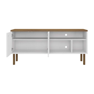 Mueble TV CAPRI - 2 puertas y 3 huecos - roble y blanco - 136x36x62cm