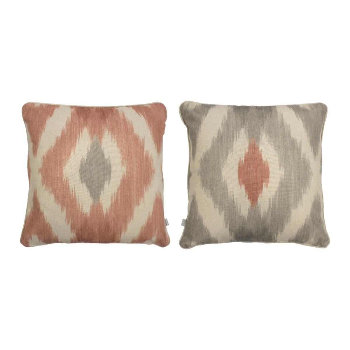 Lot de 2 housses de coussin FORMENTERA CARRÉ - corail/gris