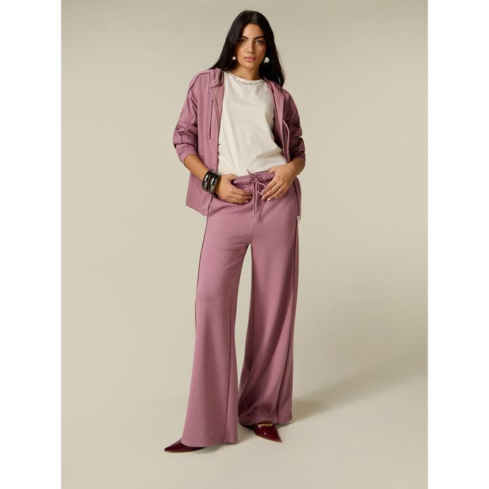 Oltre - Joggers palazzo con ribete - Rosa