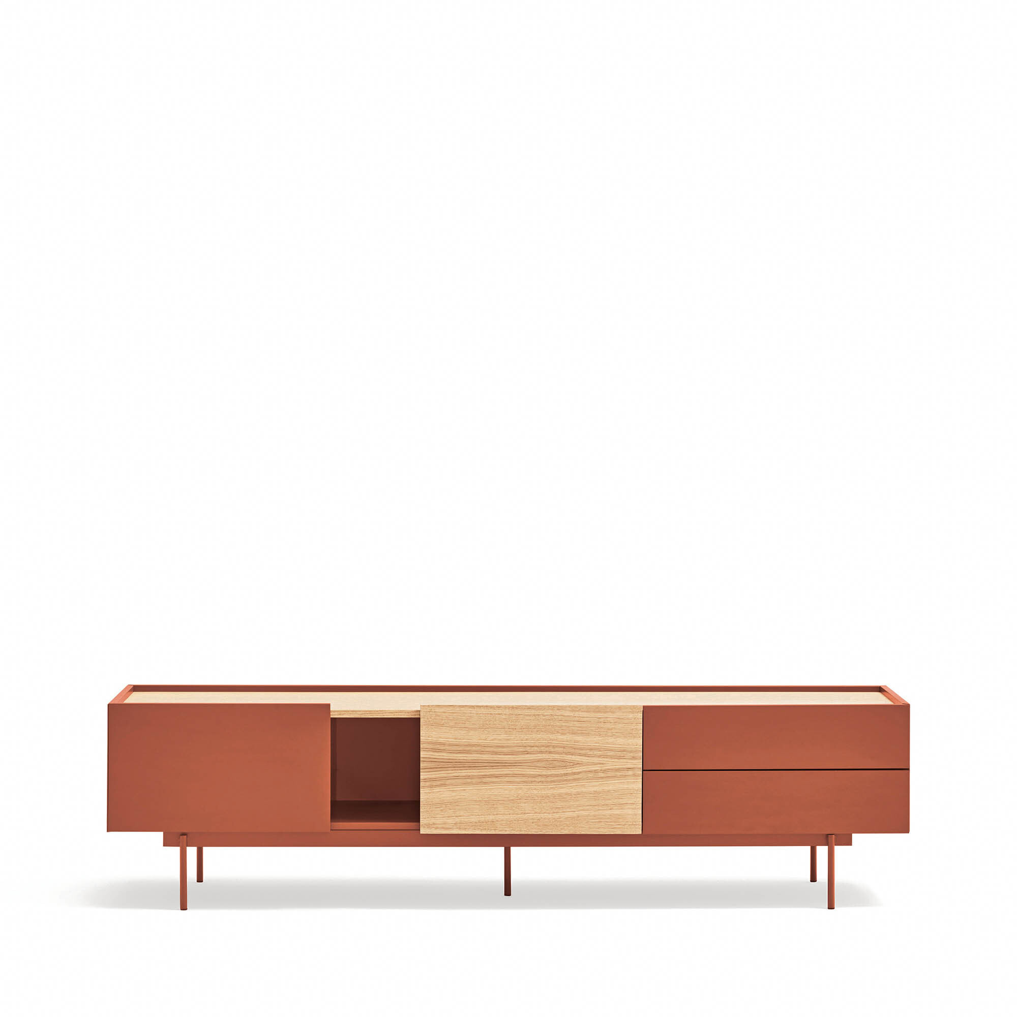 Mueble de televisión Otto 2 puertas y 2 cajones teja y roble