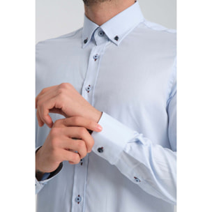 Camicia Uomo Botton Down Slim Oxford unito Celeste