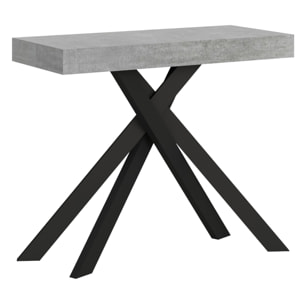 Console extensible 90x40/196 cm Krack Small gris béton pieds anthracite