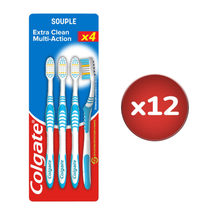 Pack de 12 - Brosses à dents Colgate multi-action souple