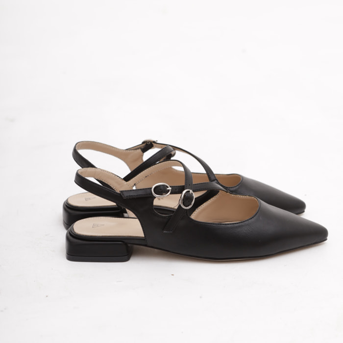 SLINGBACK FLAT INCROCIO CHOCOLA' NERO