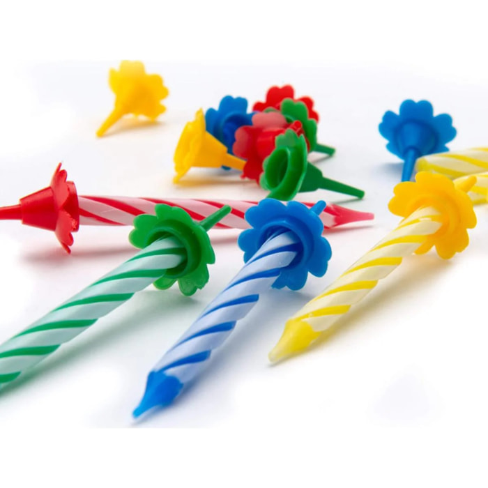 2 Lots de chacun 24 bougies d'anniversaire et 12 bobèches Fackelmann Rio Party