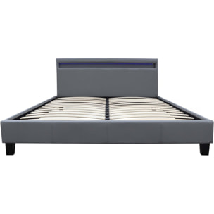 Lit  avec LED "Maria" - 160 x 200 cm - Gris