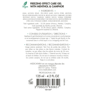 MEDICAFARM - Gel de soin Cryo-K - Gel de Soin "effet froid intense" - Menthol & Camphre - Sans paraben - Lot de 2 tubes 125 ml