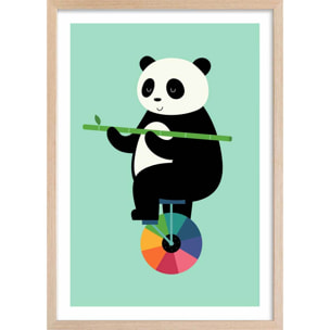 Affiche enfant cirque panda  Affiche + cadre en bois - Chêne