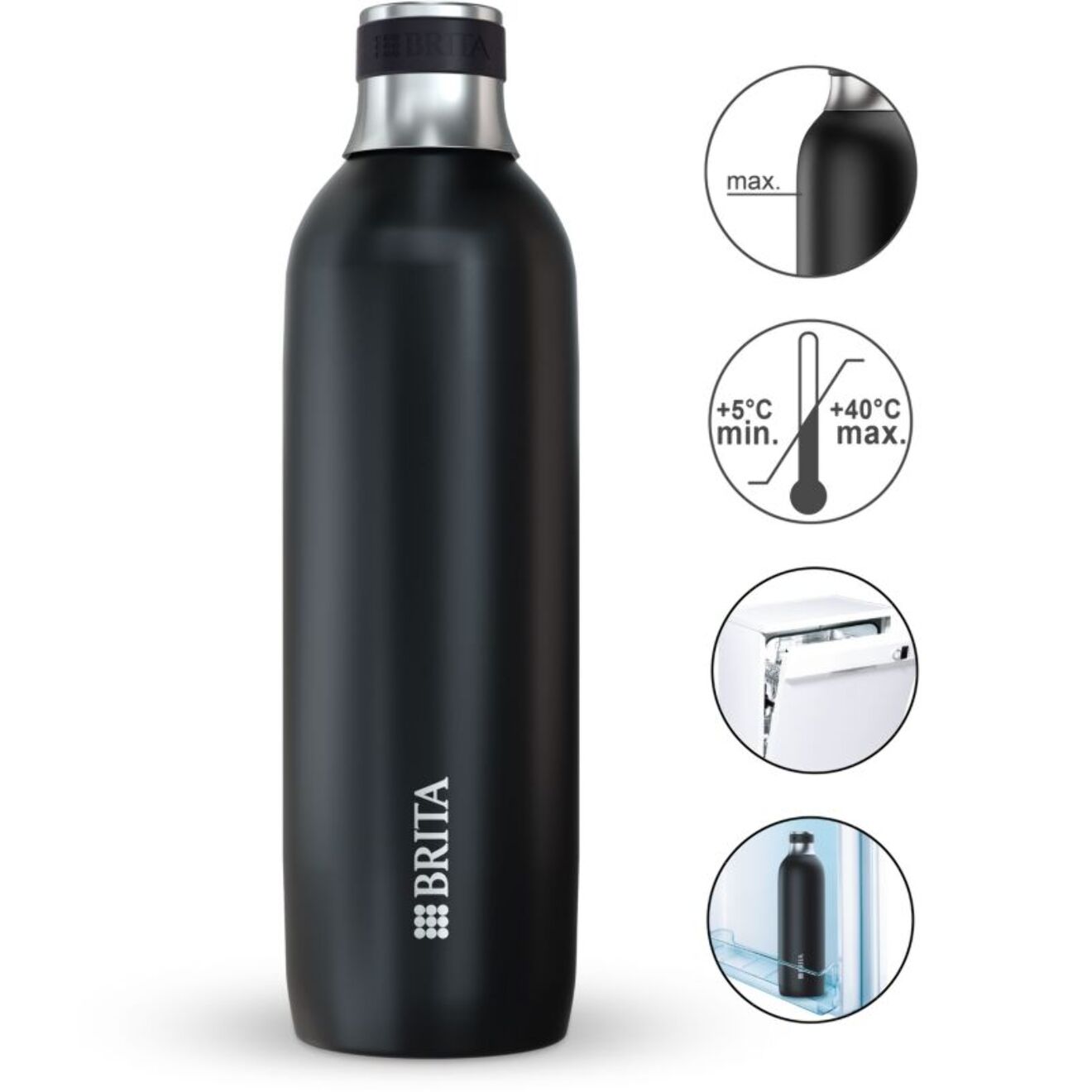 Bouteille isotherme BRITA isotherme noire sodaTRIO 1L