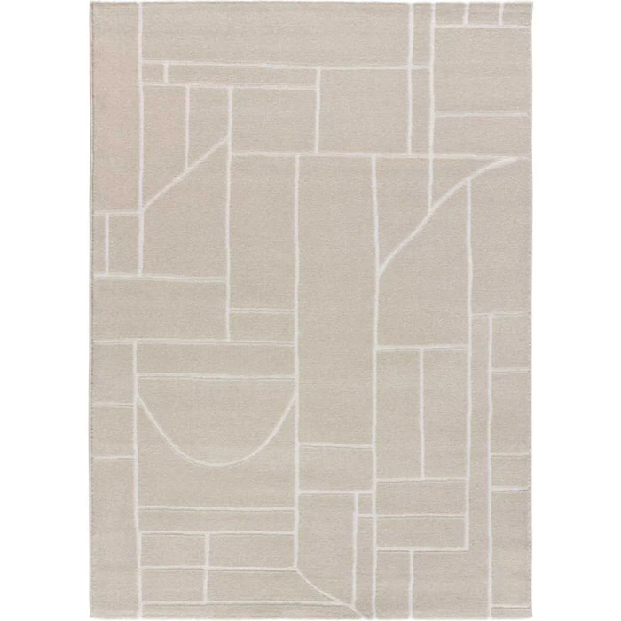 HL-ETHNIC Alfombra geométrica de pelo corto en color crema, varias medidas disponibles