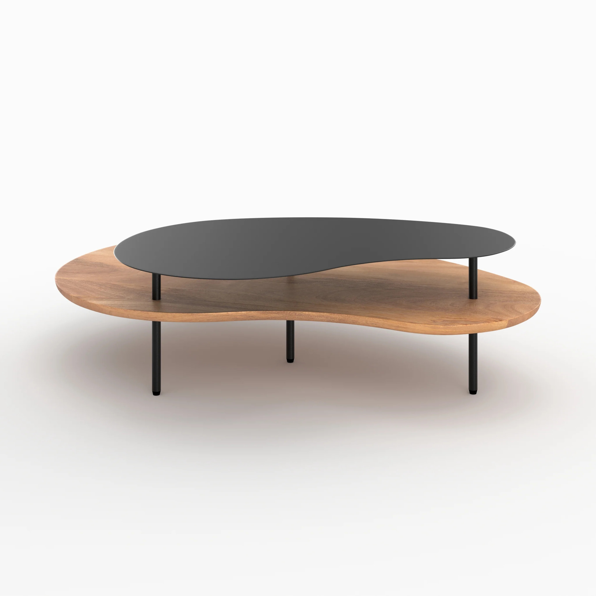 Tables gigognes en bois et metal noir (lot de 2) - Moji
