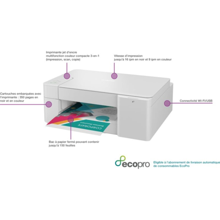 Imprimante jet d'encre BROTHER DCP-J1200WE éligible à Ecopro